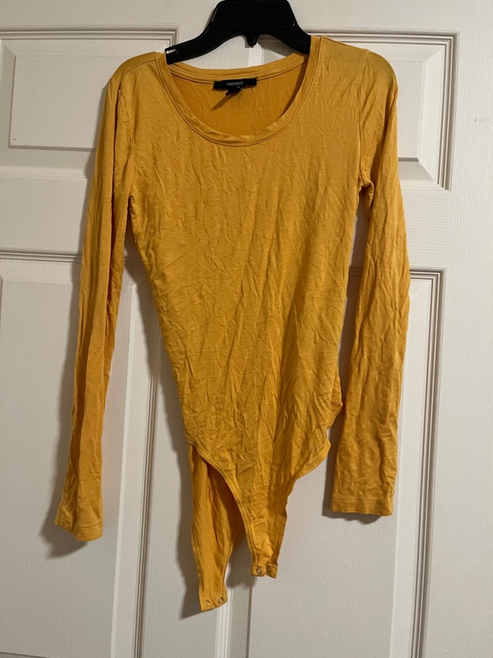 Forever 21 Mustard Long-Sleeve Scoop Neck Bodysuit